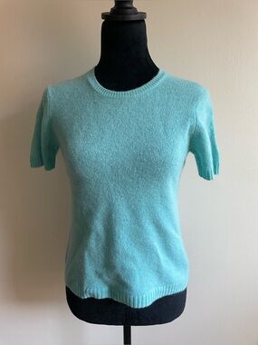 Contemporaine by Simons Wool Cashmere Short Sleeve Sweater Turquoise Small